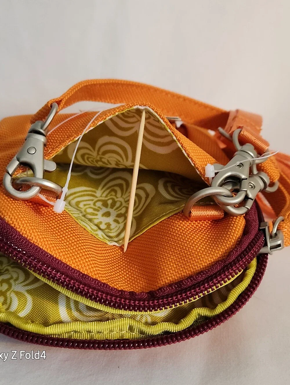 Haiku Orange Crossbody with Plum Trim and Embroidered Swirls